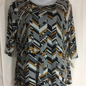 NEW Womens Plus Alfani Sz 2X Black Gray Gold Tunic